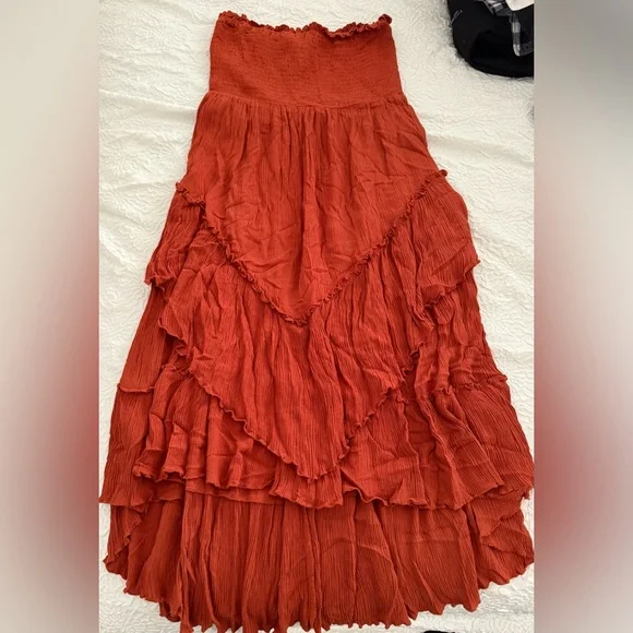 Rust Orange Flowy Skirt/Dress - Picture 3 of 4